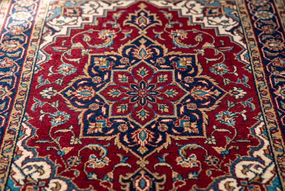 Hand-knotted oriental carpet detail